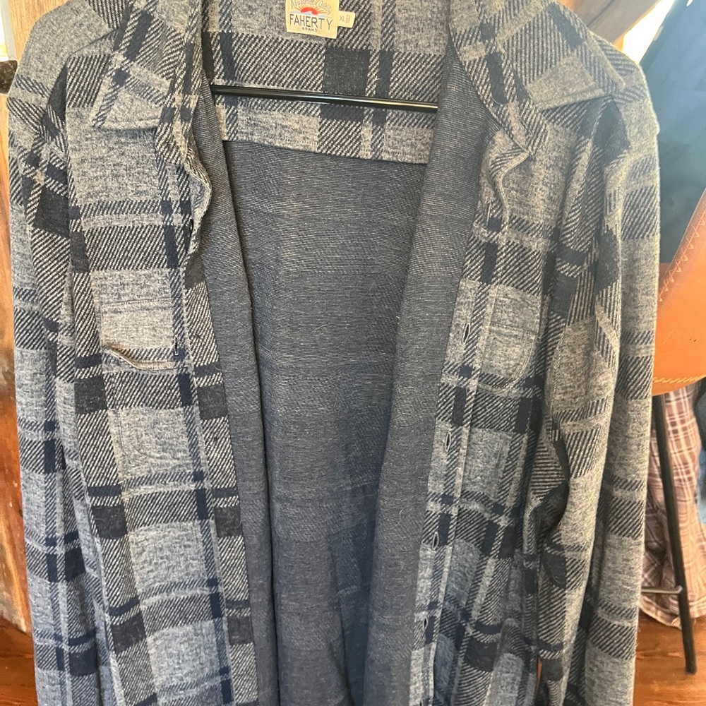 Faherty Blue Plaid Button-Up